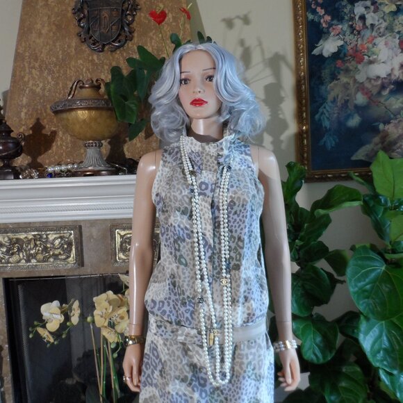 New Gucci 100% Silk Beige Leopard Print Drop-Waist Belted Sheath Dress Size 40-4 - Picture 3 of 16